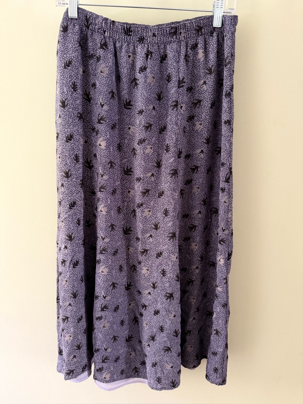 Sigrid Olsen Purple w/ Leaf Print skirt Large